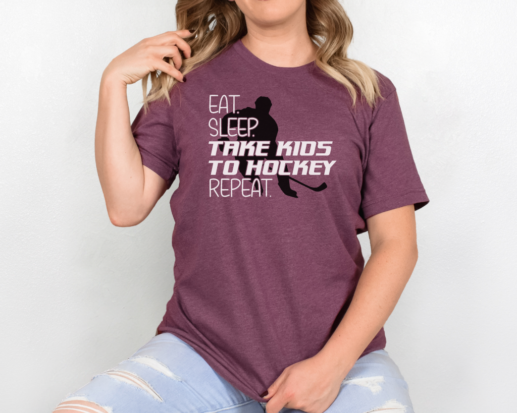 Eat Sleep Take Kids To Hockey Short Sleeve Tee Shirt Player Edition