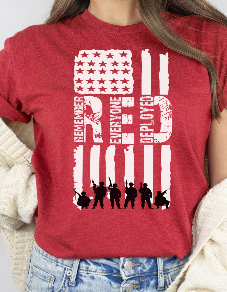R.E.D. Adult Short Sleeve Shirt with Soldier Silhouettes