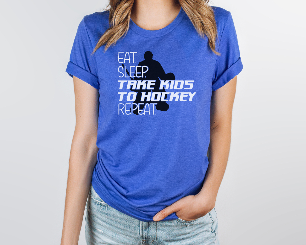 Eat Sleep Take Kids To Hockey Short Sleeve Tee Shirt Goalie Edition