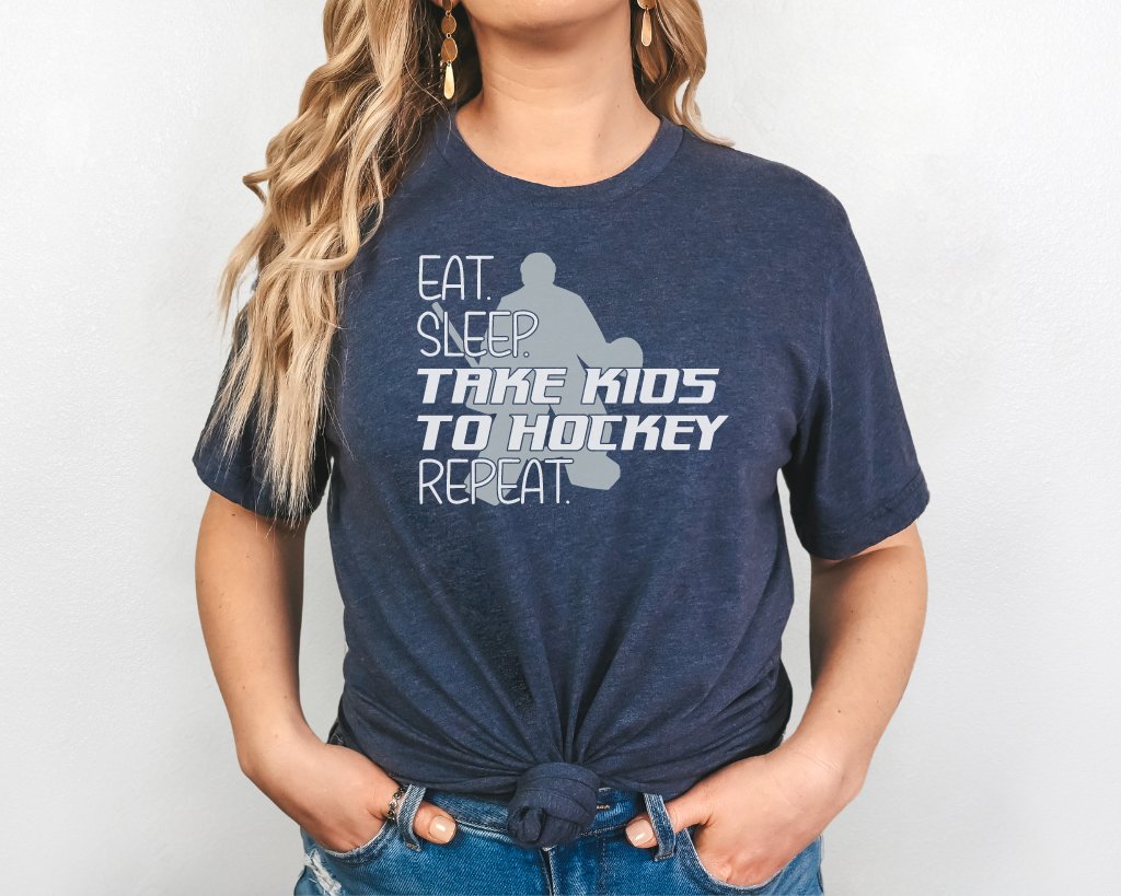 Eat Sleep Take Kids To Hockey Short Sleeve Tee Shirt Goalie Edition