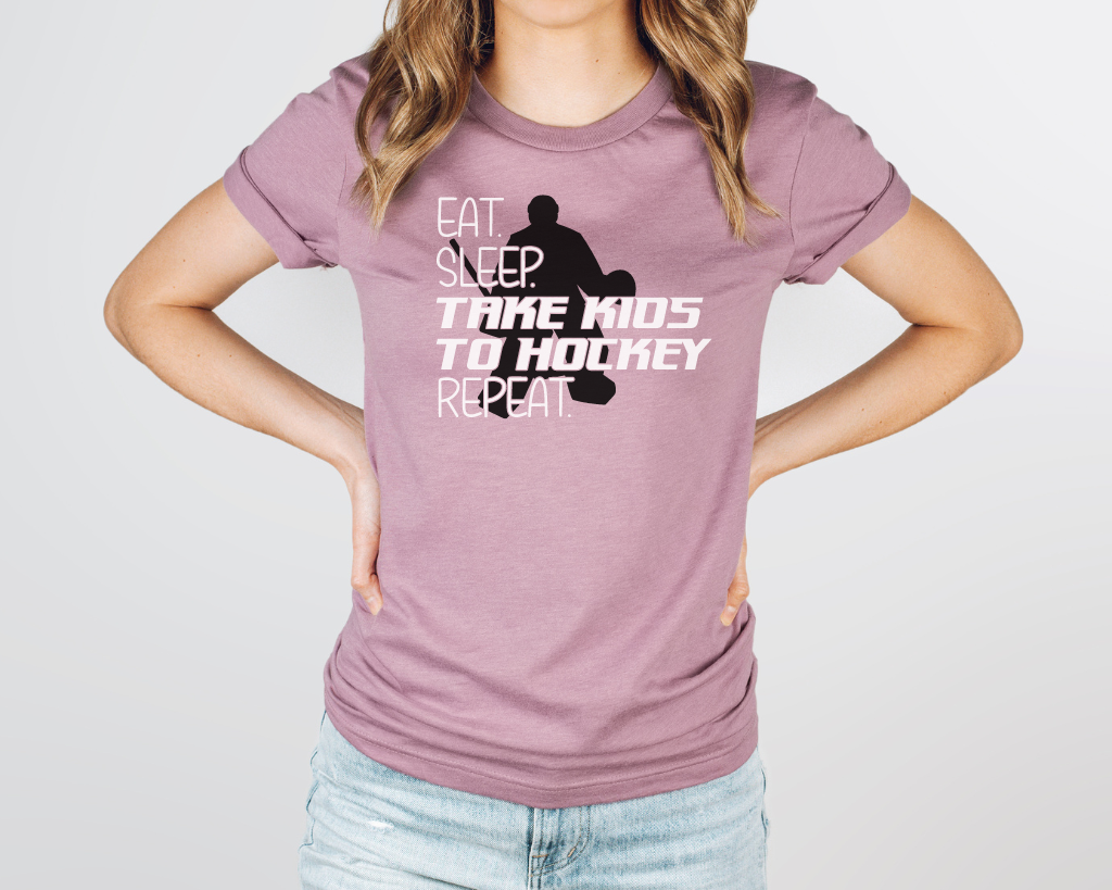 Eat Sleep Take Kids To Hockey Short Sleeve Tee Shirt Goalie Edition