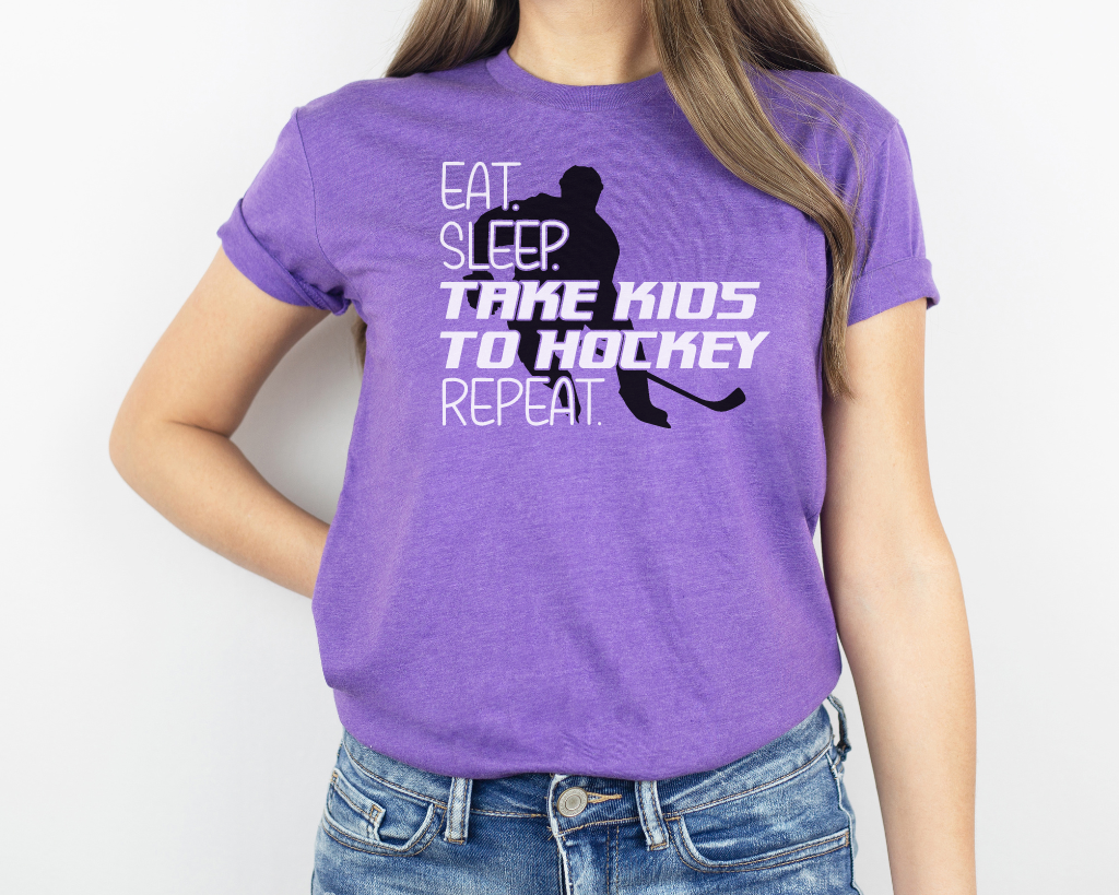 Eat Sleep Take Kids To Hockey Short Sleeve Tee Shirt Player Edition