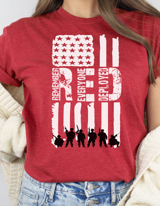 R.E.D. Adult Short Sleeve Shirt with Soldier Silhouettes