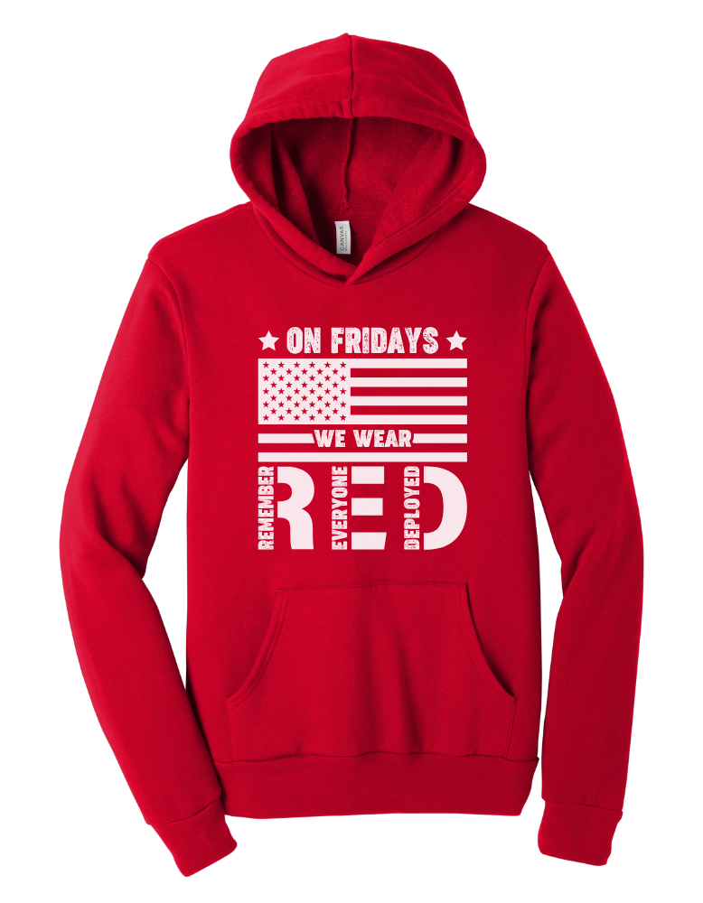 On Friday's We Wear R.E.D. Adult Hoodie