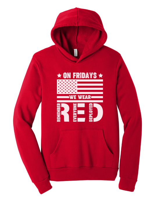 On Friday's We Wear R.E.D. Adult Hoodie