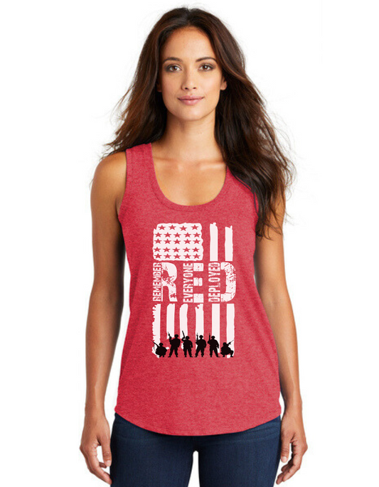 R.E.D. Women's Tank Top with Soldier Silhouettes